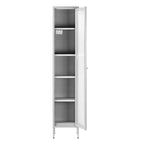 71-inch White Metal Cabinet with Clear Door