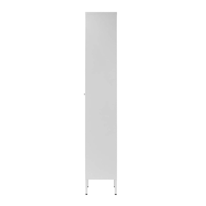 71-inch White Metal Cabinet with Clear Door