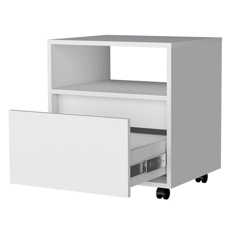 Contemporary Nightstand with Spacious Drawer and Open Top Shelf