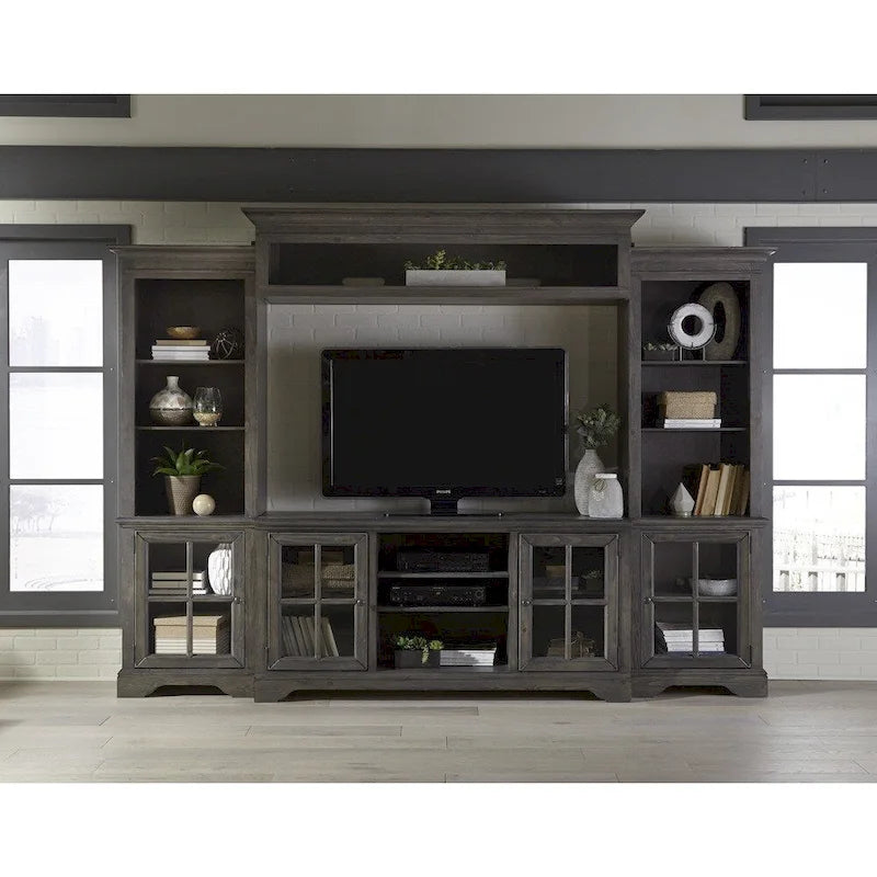 Grey Entertainment Wall System Bridge