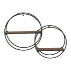 Mensola da parete moderna rotonda in legno e metallo - 17.25H x 23W x 5.5D
