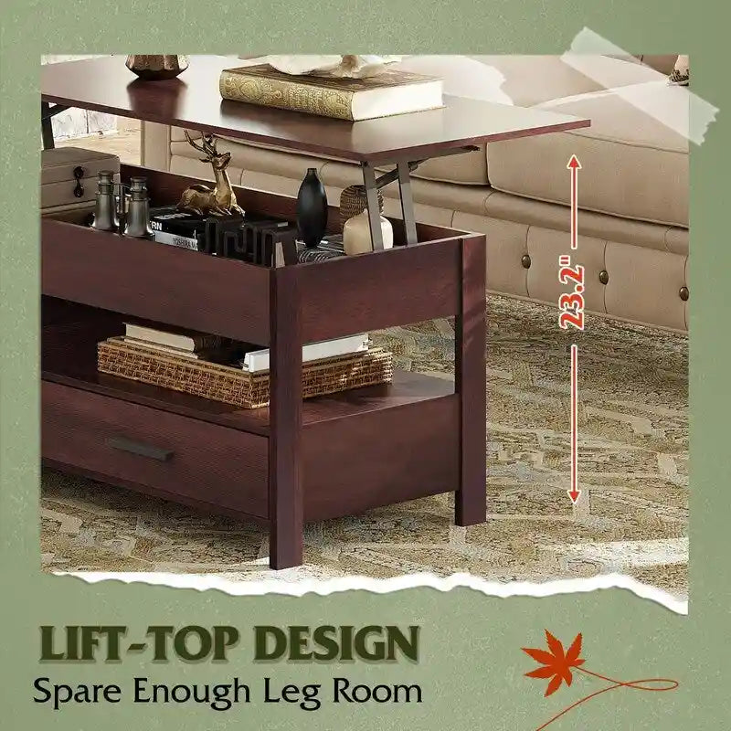 Lift Top Coffee Table - 18.9D x 38.58W x 17.83H