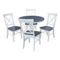 36 in Solid Wood Round Top Pedestal Dining Table with 4 Dining Chairs